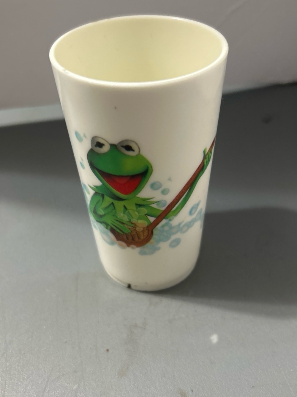 White Ceramic Tumbler with Green Frog Illustration